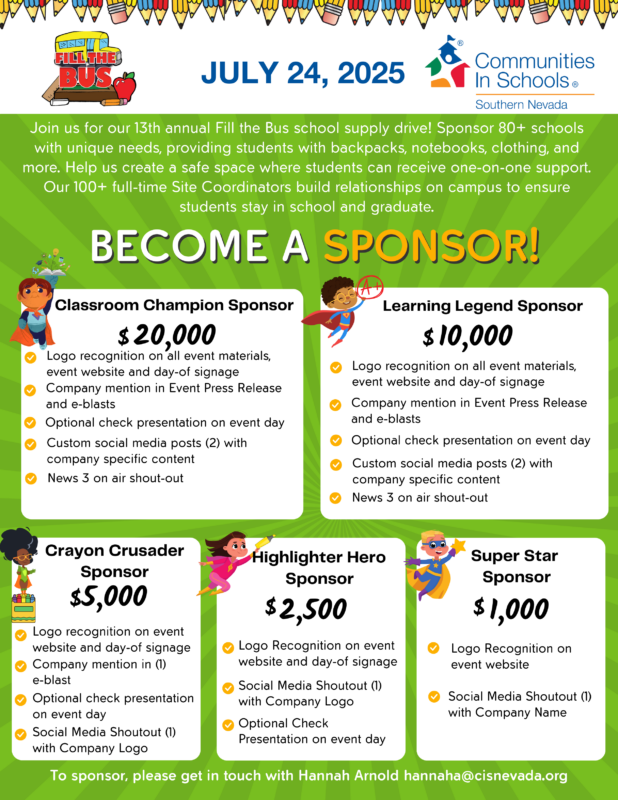 Fill The Bus Southern Nevada Sponsorship Opportunities